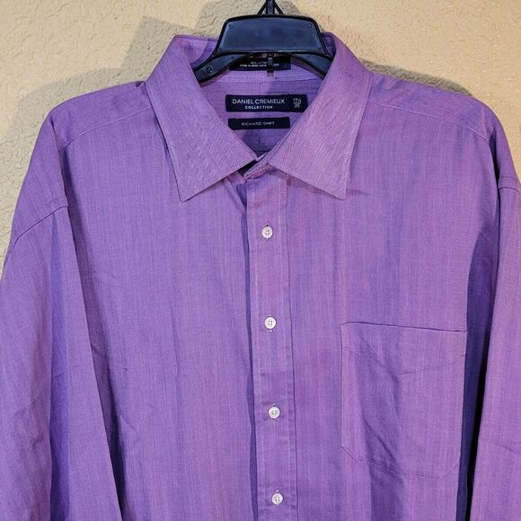 Cremieux Mens Long Sleeve Linen Button Down Dress Shirt Purple Size Collared - Picture 2 of 13